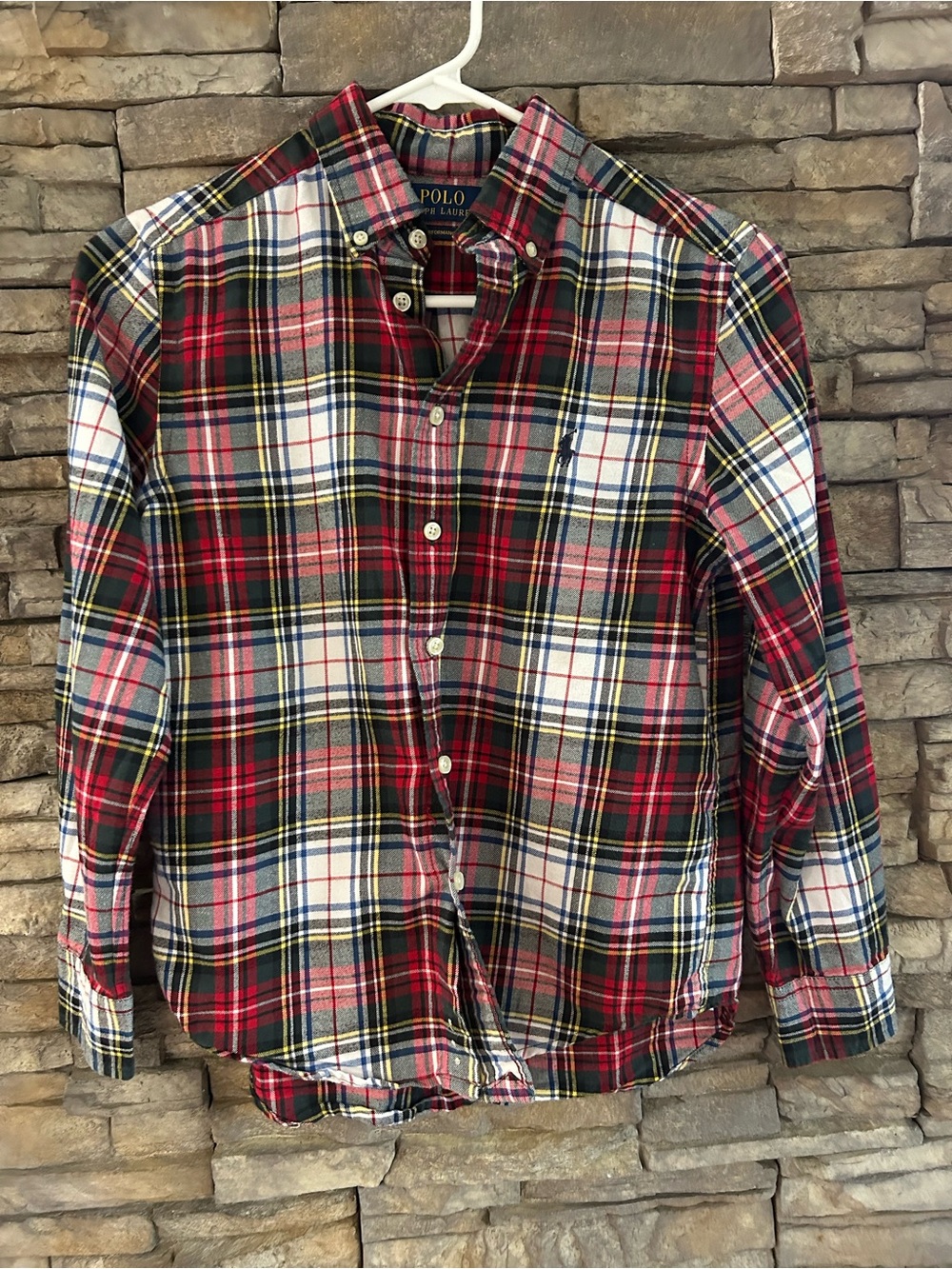 Ralph Lauren Performance Shirt Boys Medium 10-12 plaid Button Down